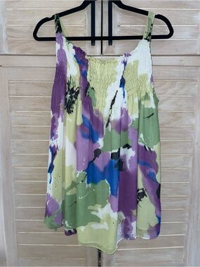 Chiffon lined flowy Smocked Spaghetti-Strap Camisole